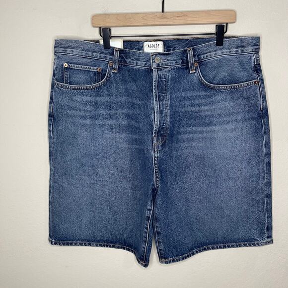 NEW AGOLDE Risha Low-rise Denim Bermuda Shorts in Alter Button Fly - Size 34 - Picture 5 of 9